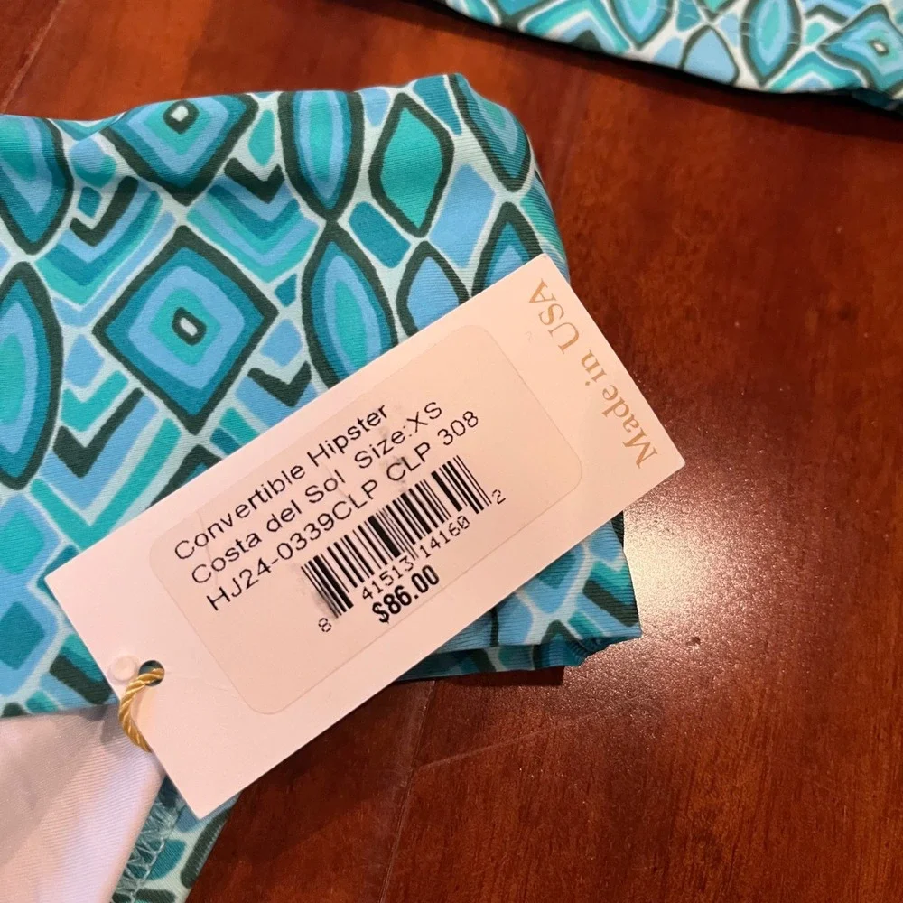 Helen Jon Bikini Tankini Set Swim Costa del Sol 3pc Swimsuit Reversible Blue XS‎